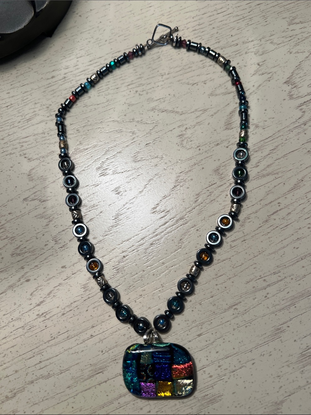 Multicolor Dichroic Glass Pendant Necklace - Women Jewelry